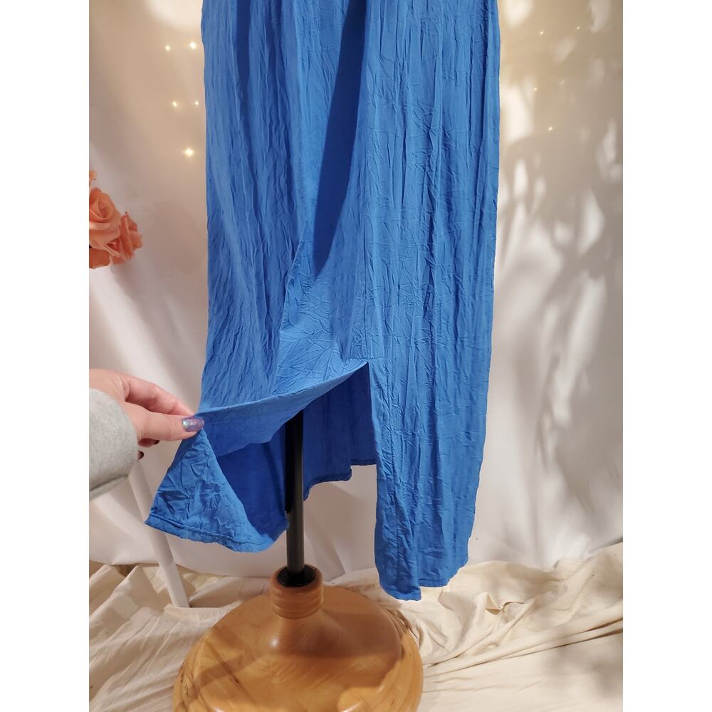 Vtg 90s Jams World Crinkle Sleeveless Midi Dress Womens Size M Blue Lightweight - Picture 6 of 15